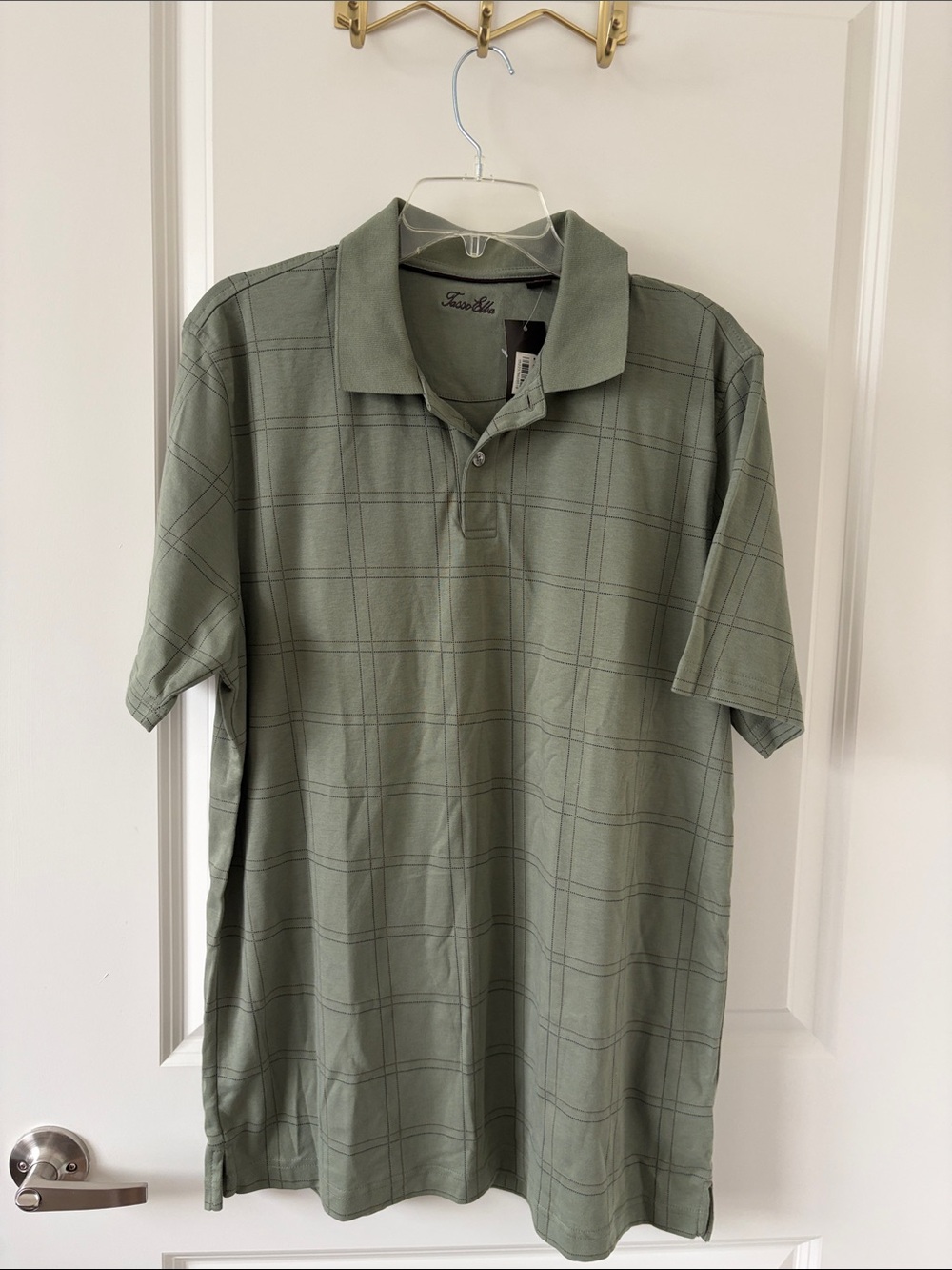 Tasso Elba Men's Golf Short Sleeve Cotton Plaid Polo Shirt